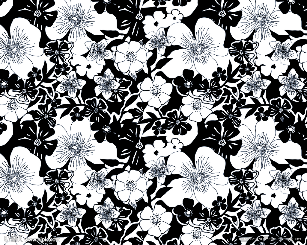 黑底白花