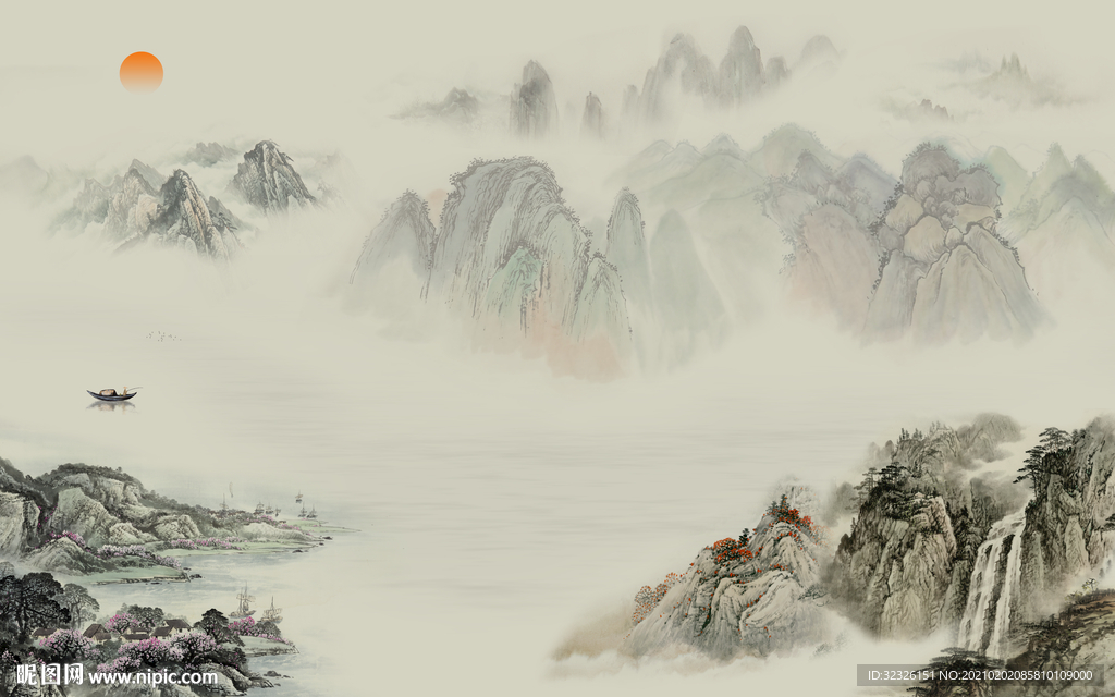 大气意境新山水画 TIF分层
