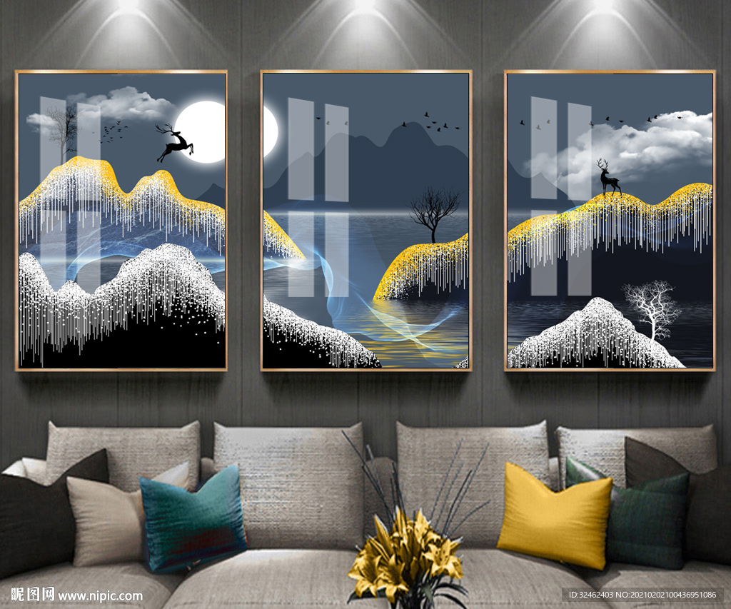 轻奢山水画晶瓷画装饰画