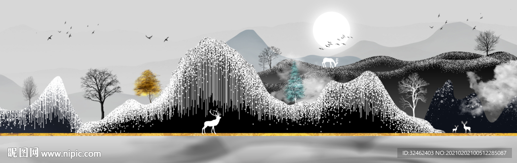 简约发财树装饰画