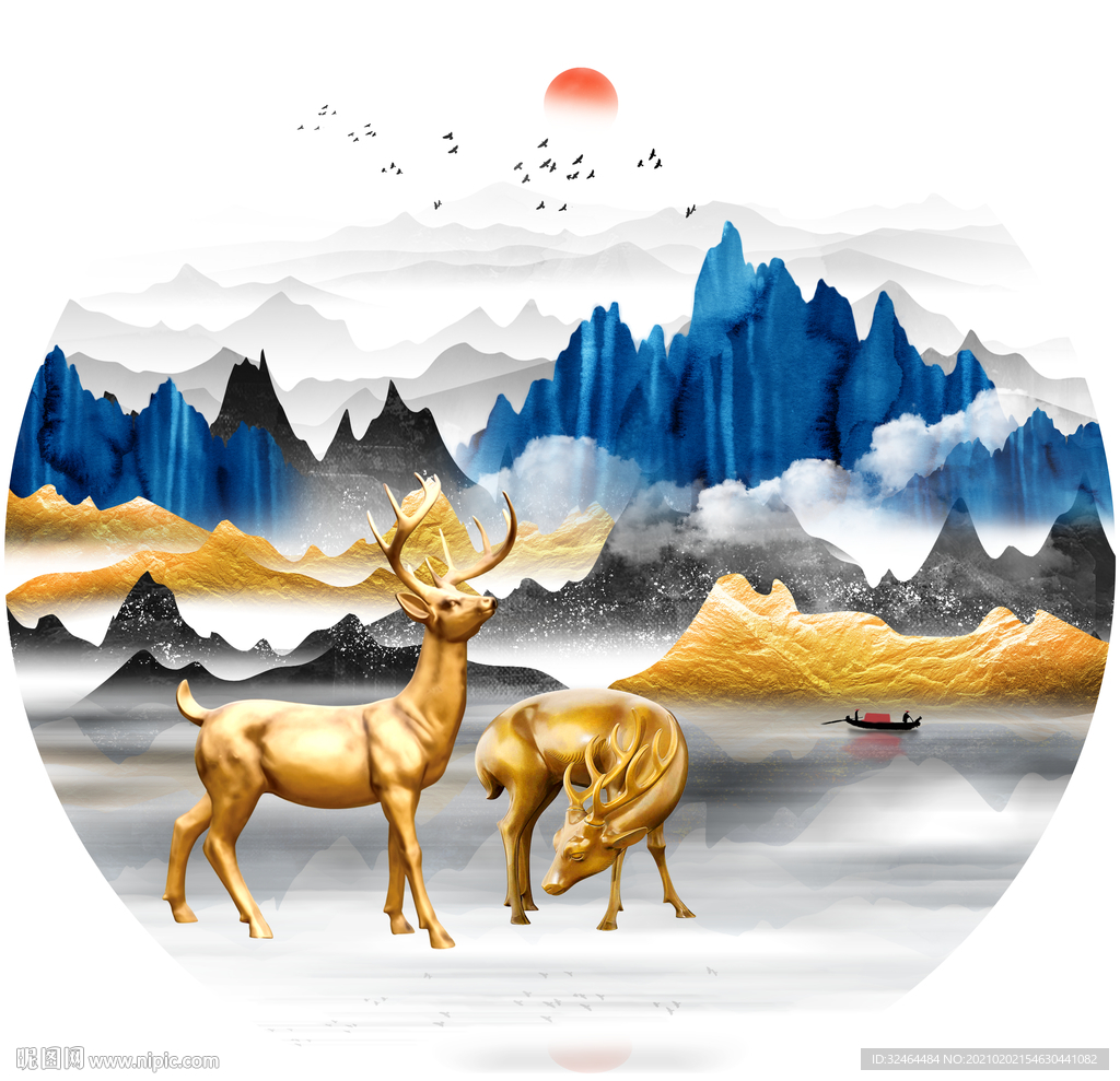 金山麋鹿装饰画