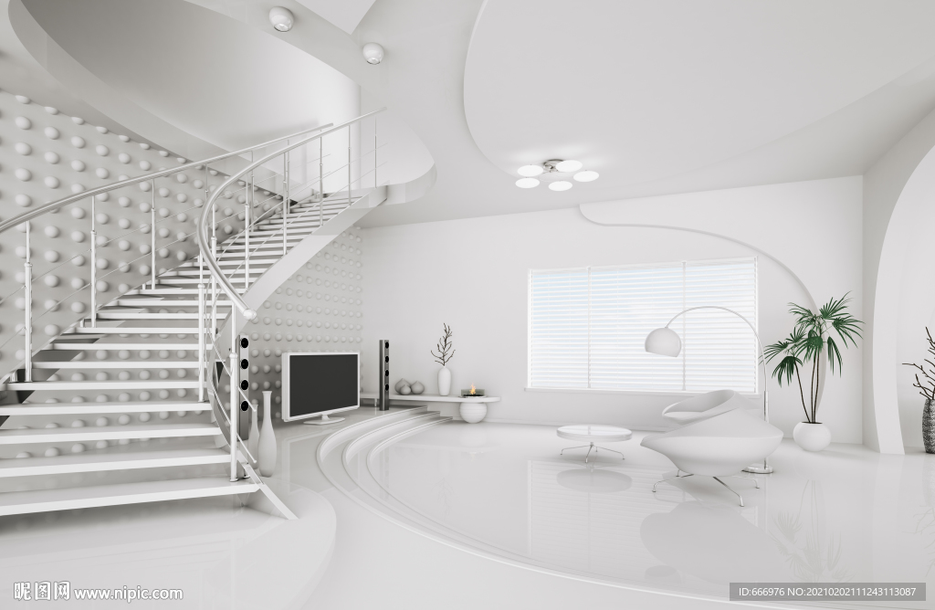 室内白色楼梯大气