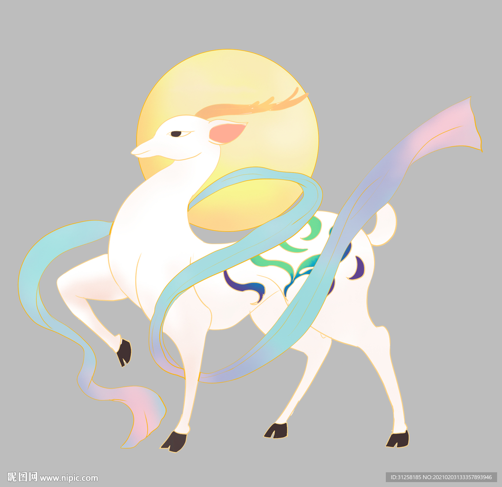 神鹿 鹿 手绘鹿 插画