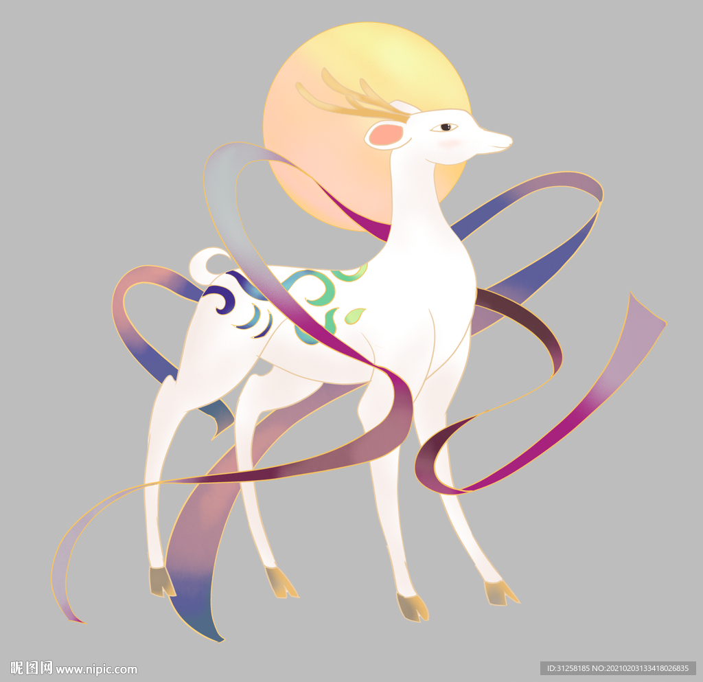 神鹿 鹿 手绘鹿 插画