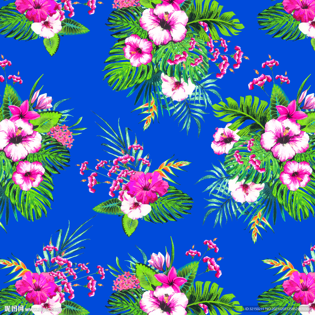 蓝底花