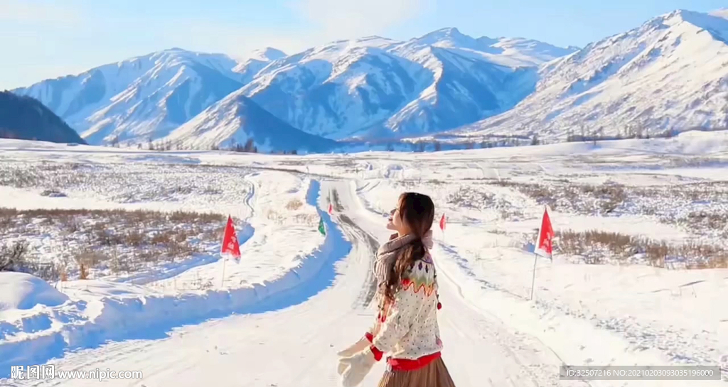 雪山 人物 风景