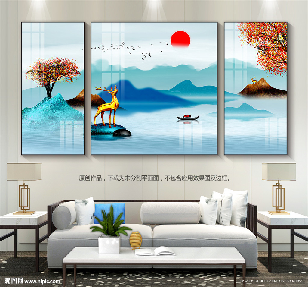 轻奢风客厅装饰画日瓷画