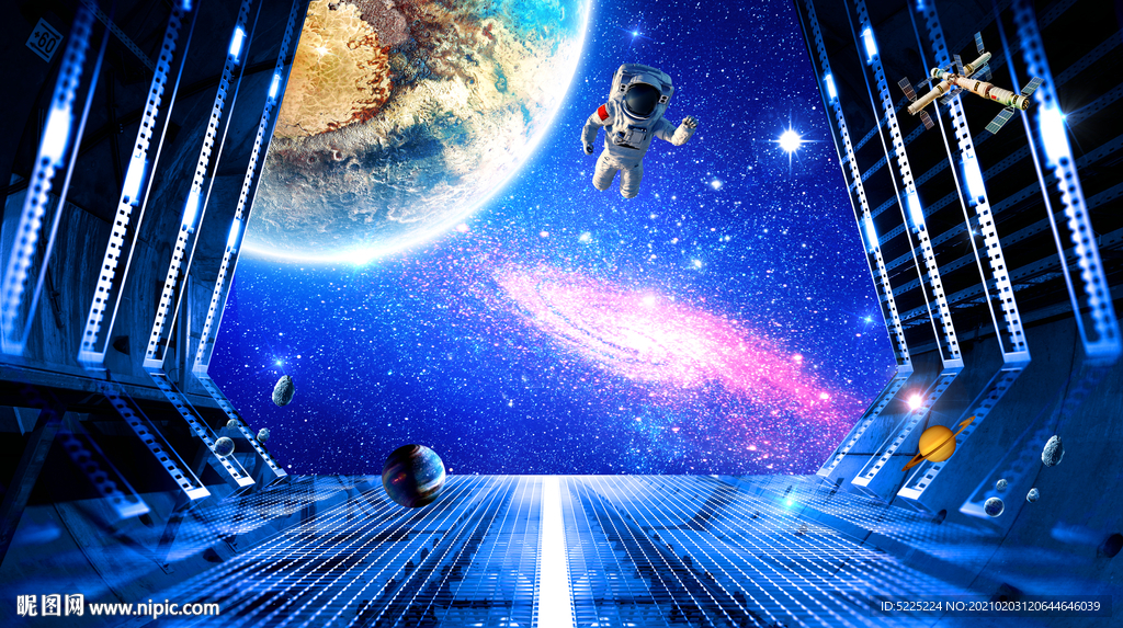 3D宇宙太空人空间站