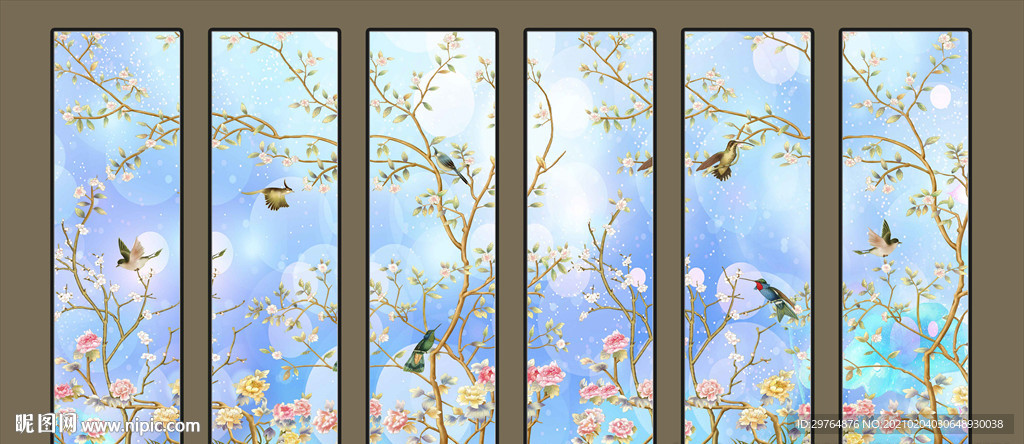 美丽现代中国风花鸟挂画