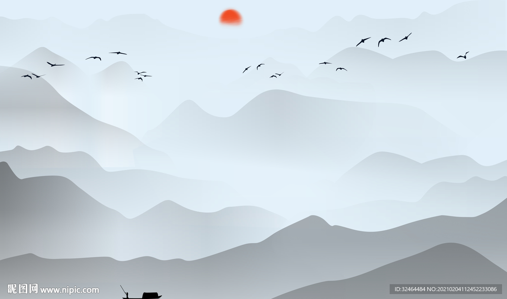 意境山水背景墙