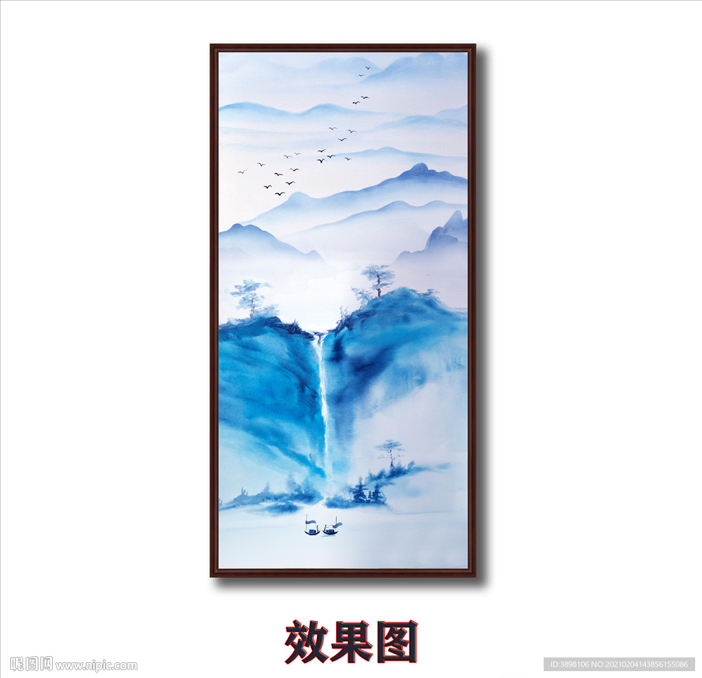 艺术水墨山水玄关装饰画