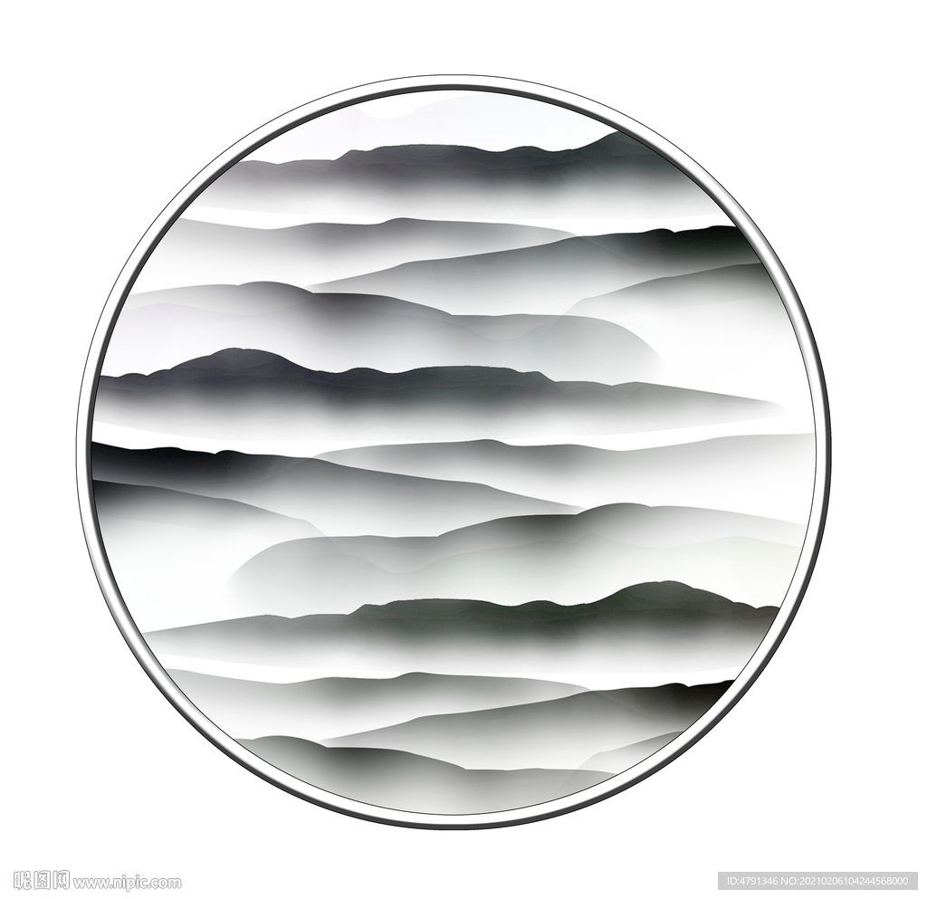 圆形山水画