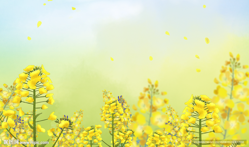 卡通金色油菜花元素