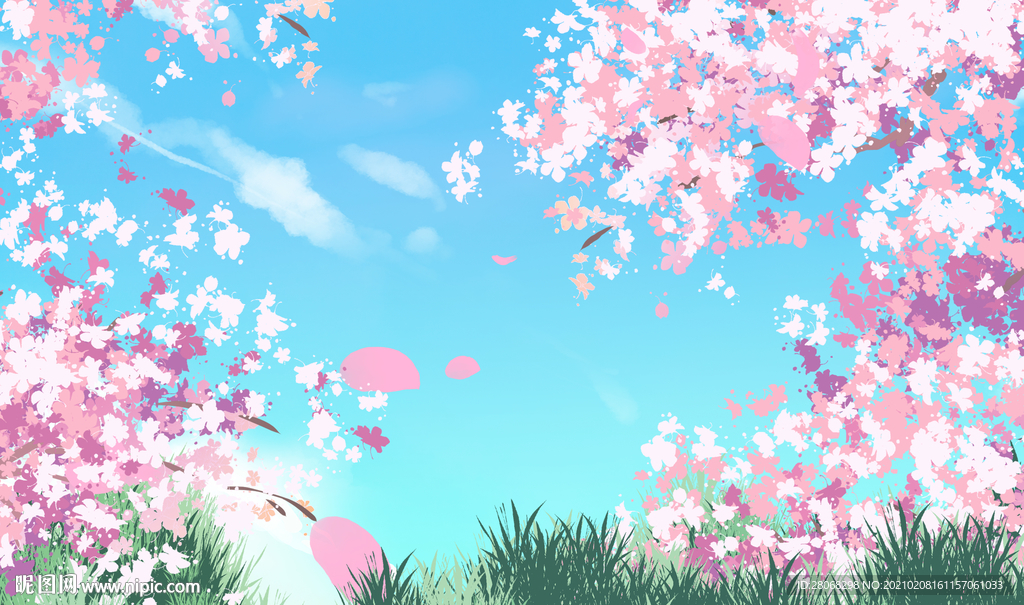 卡通装饰粉色桃花