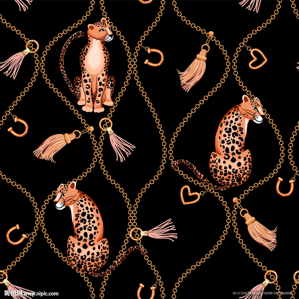 大牌 链条 花朵 方巾 豹子