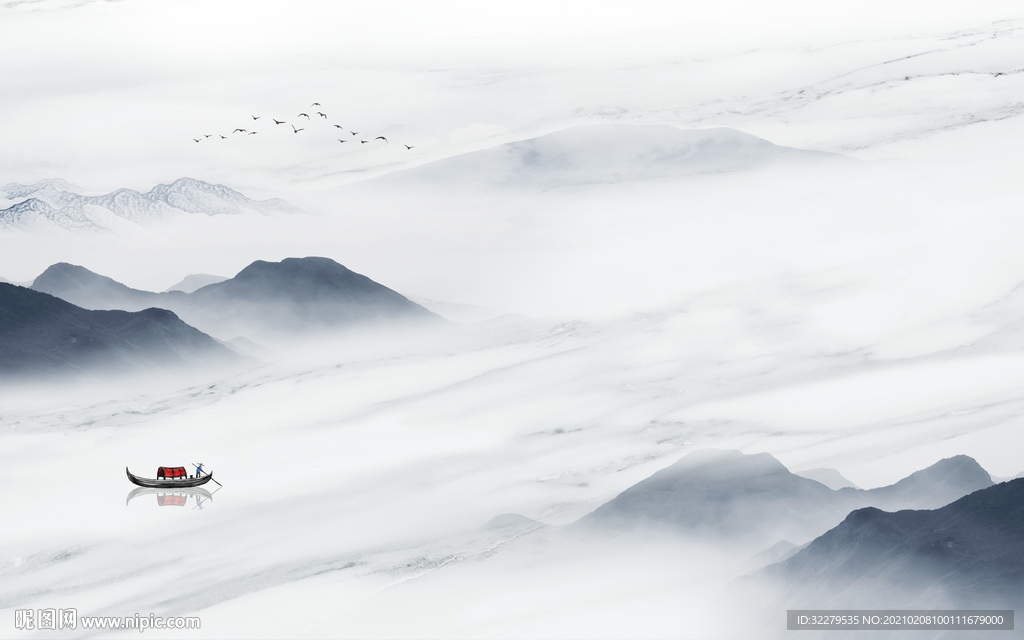 新品新简约山水画 文件分层画