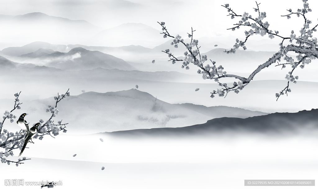 高档新简约山水画 文件分层画