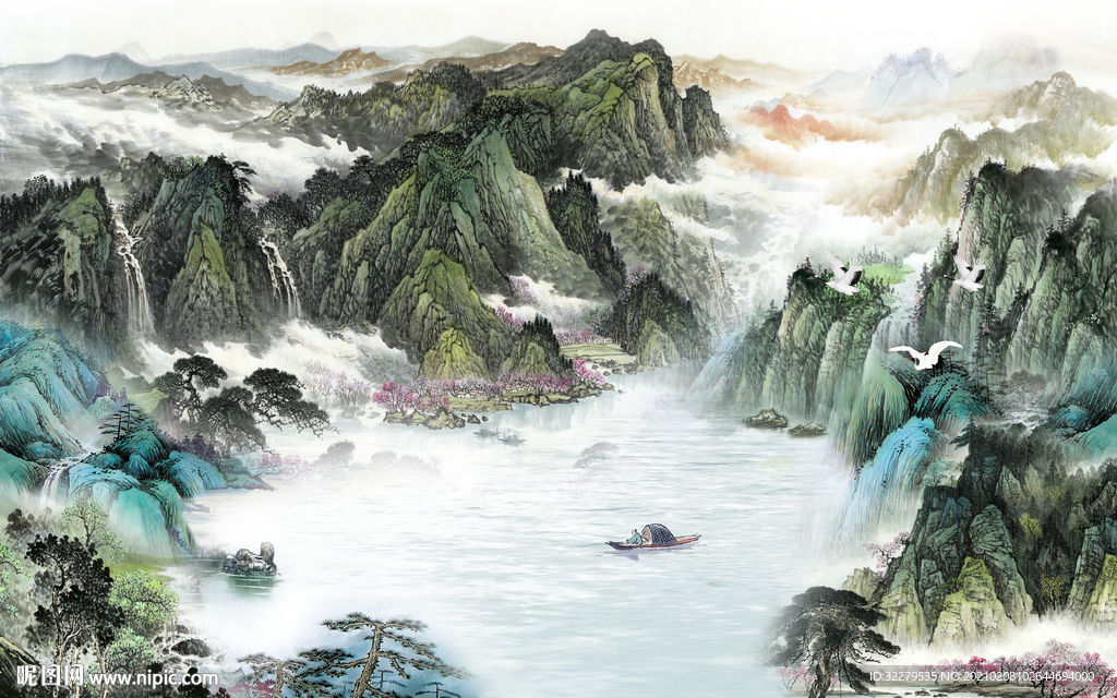 新款新简约山水画 文件分层画