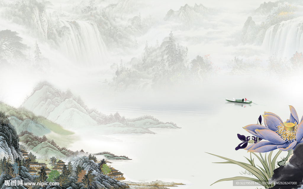 现代 新人气山水画 文件分层画