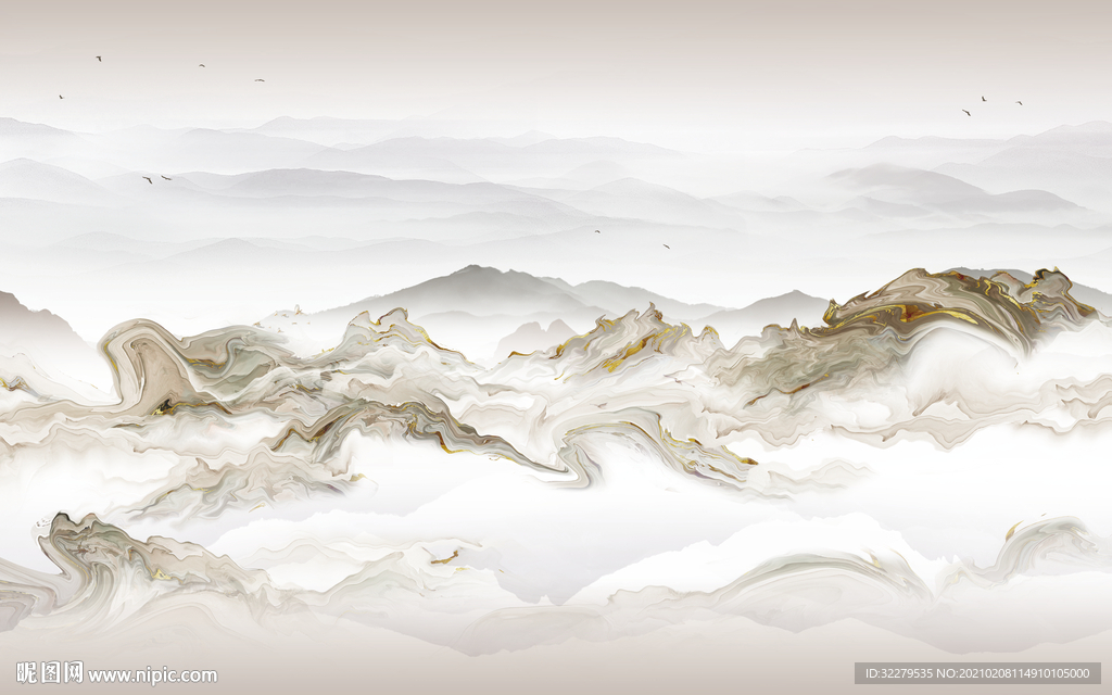 大气新高端山水画 文件分层画