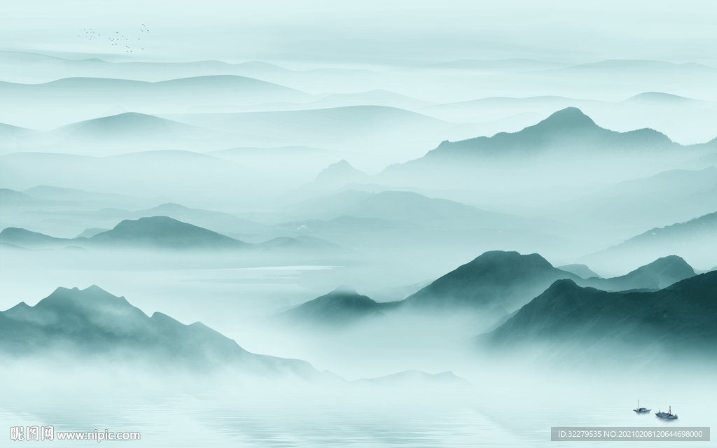 中式新高端山水画 文件分层画