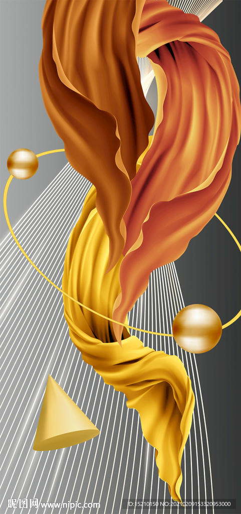 金色丝绸玄关背景墙