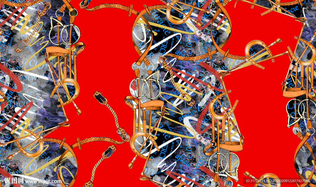 大牌 链条 花朵 方巾