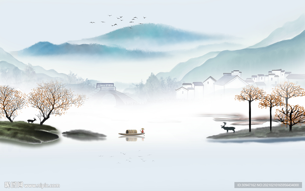 中式高端意境山水 TIF分层