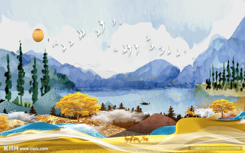 高端大气意境山水 TIF分层