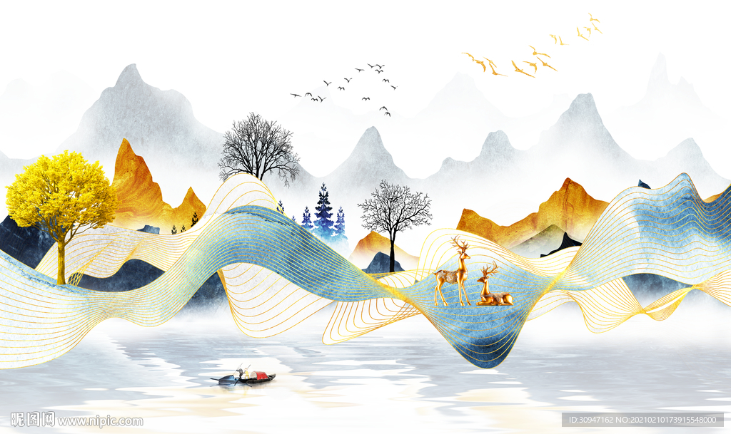 现代高端意境山水 TIF分层