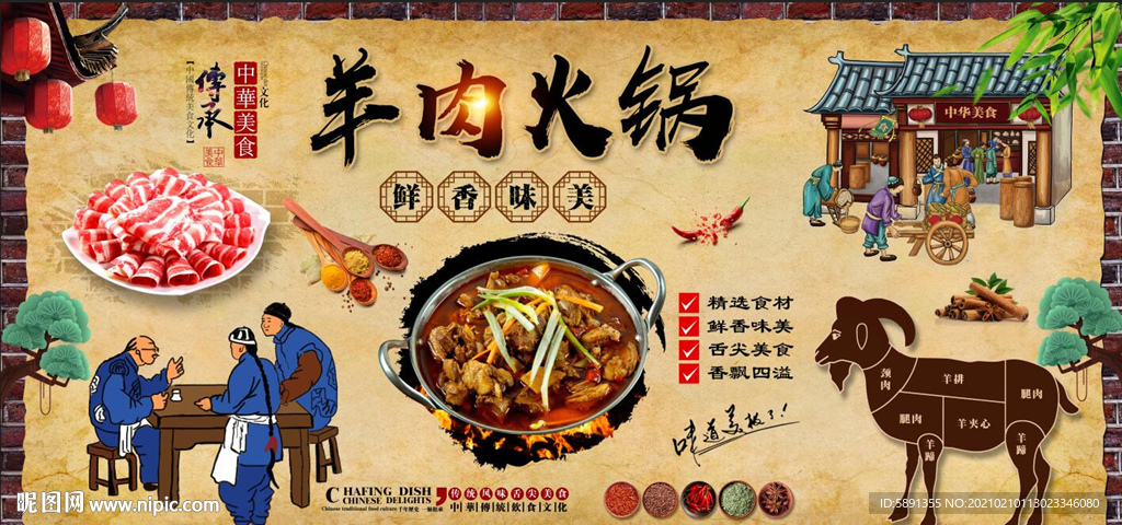 羊肉火锅背景墙