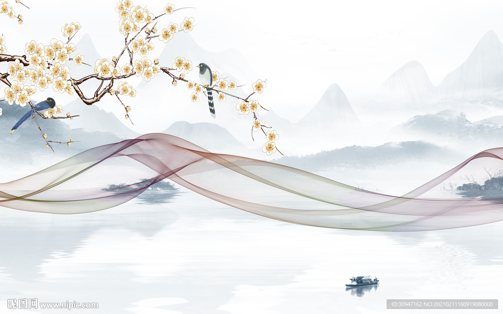 花鸟古风意境山水 TIF分层