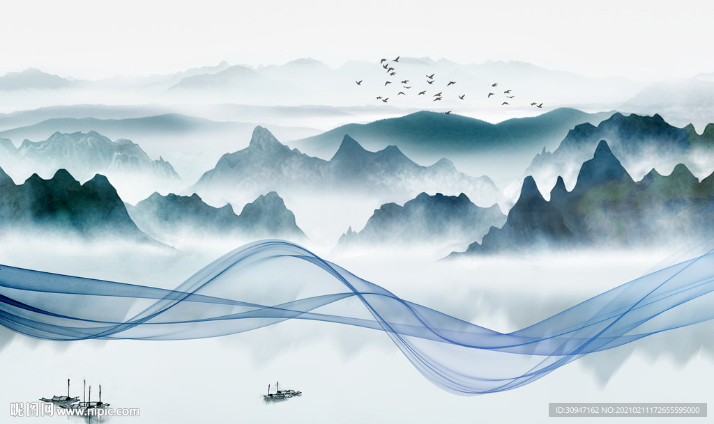 新款古风意境山水 TIF分层