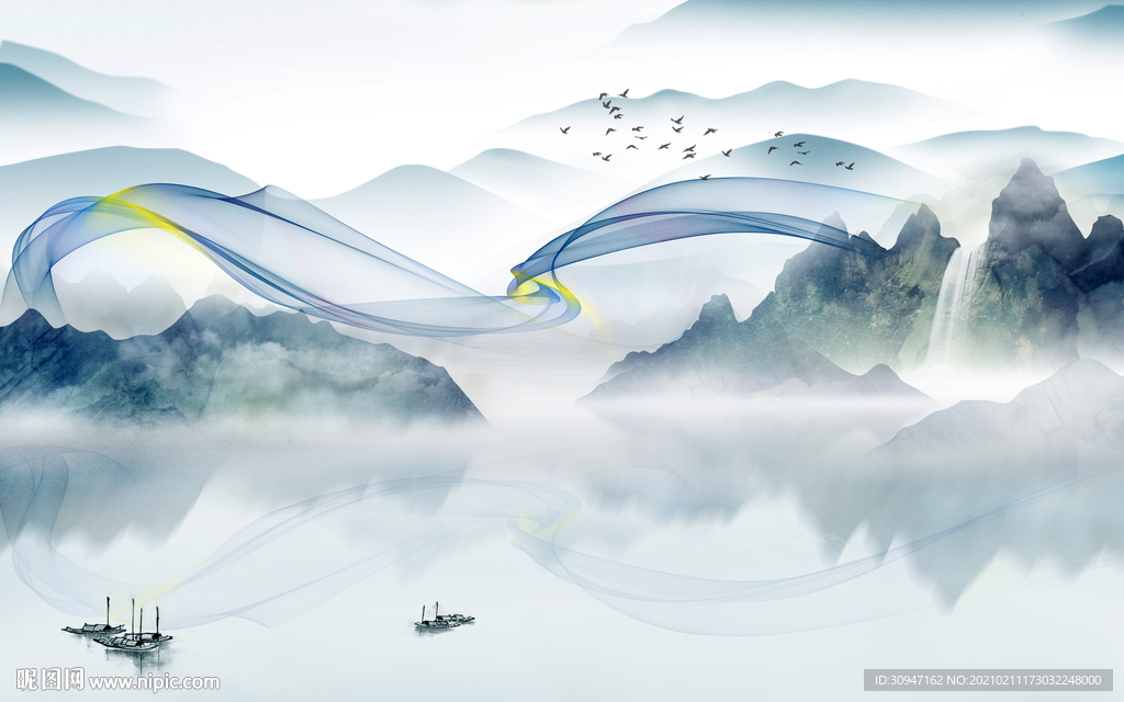 高档 简约意境山水 TIF分层