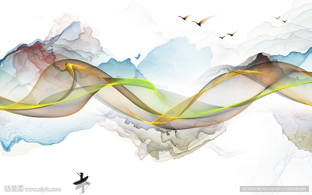 线条 简约意境山水 TIF分层