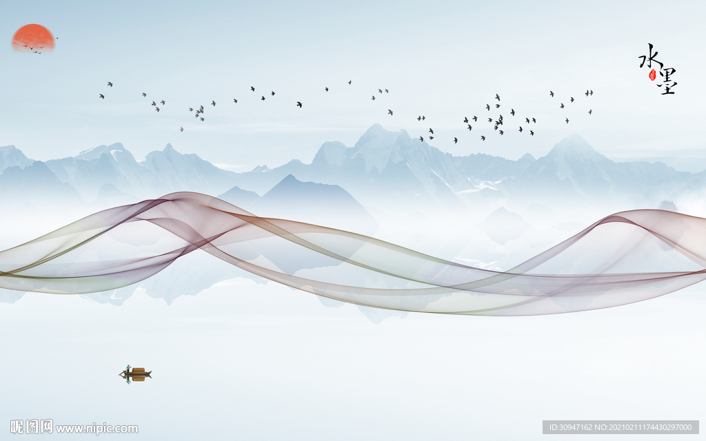 高端简约意境山水 TIF分层