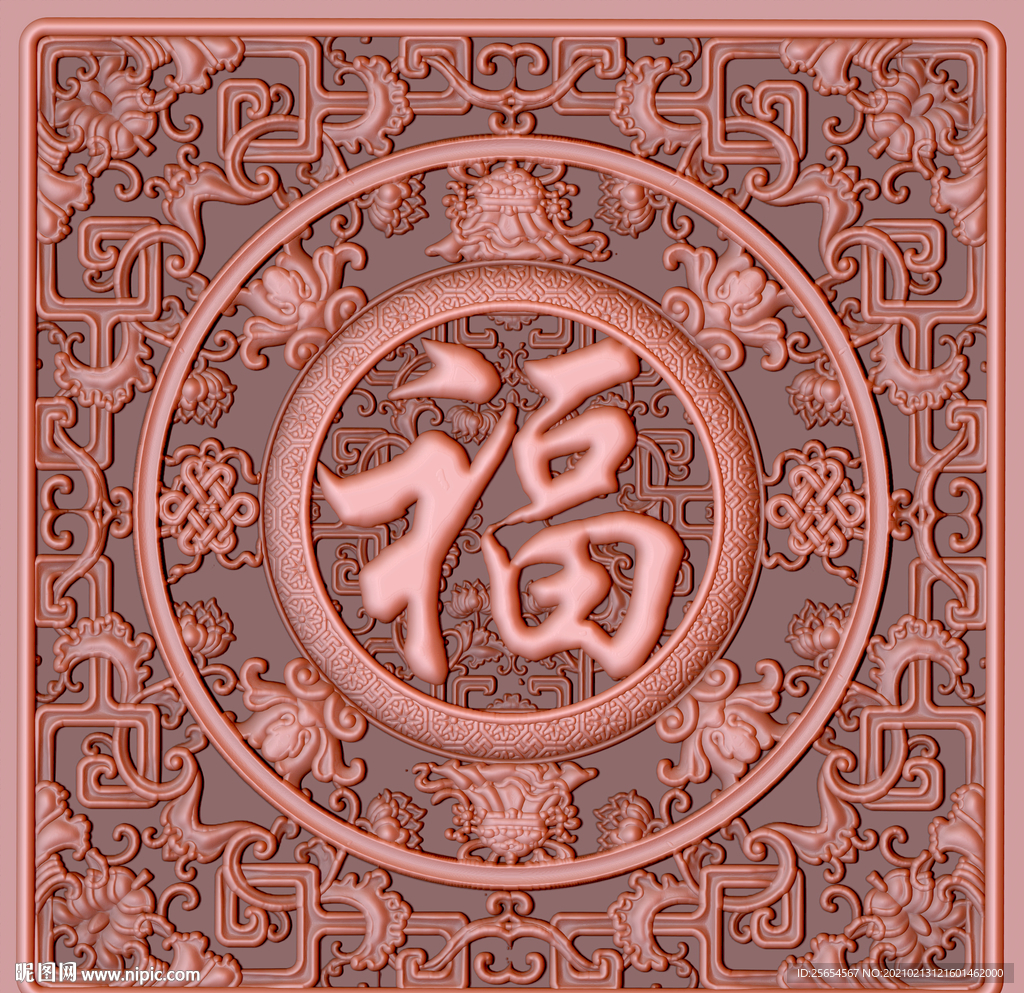 福字出入平安铜雕天顶地画