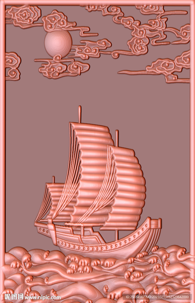 海上帆船铜雕玄关