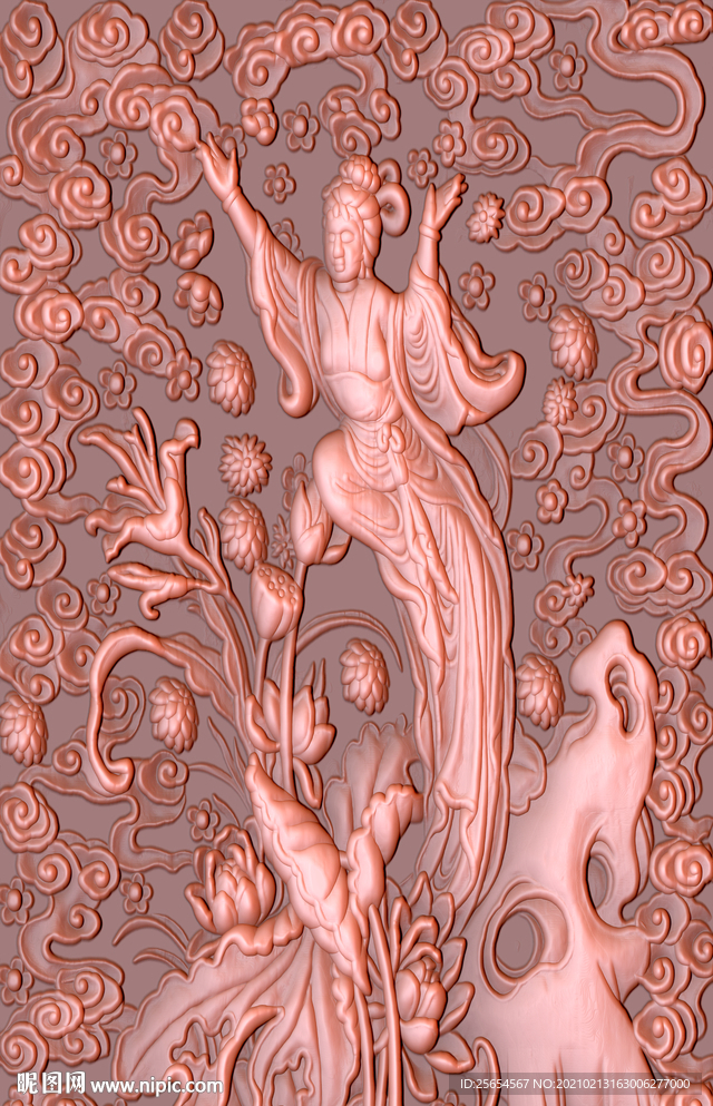 荷花仙女浮雕玄关