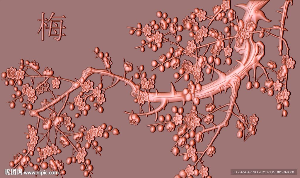 梅花铜雕背景墙