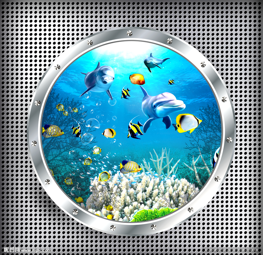 海洋世界海豚珊瑚3D地板