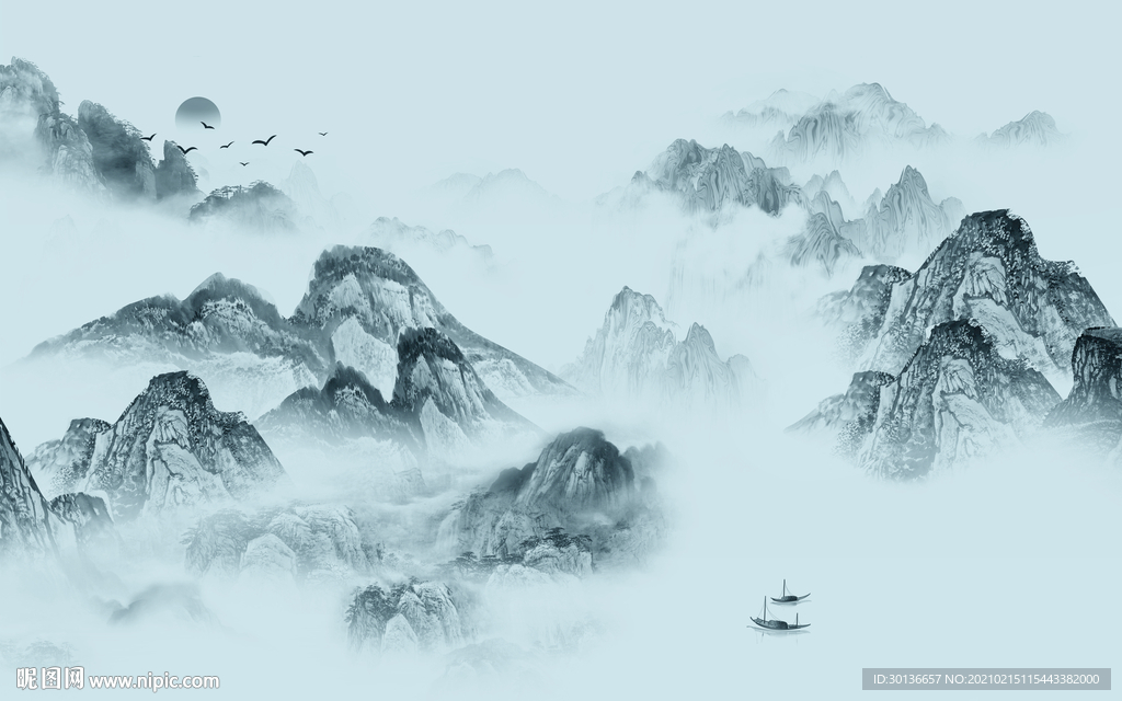 高档大气意境山水 tif分层