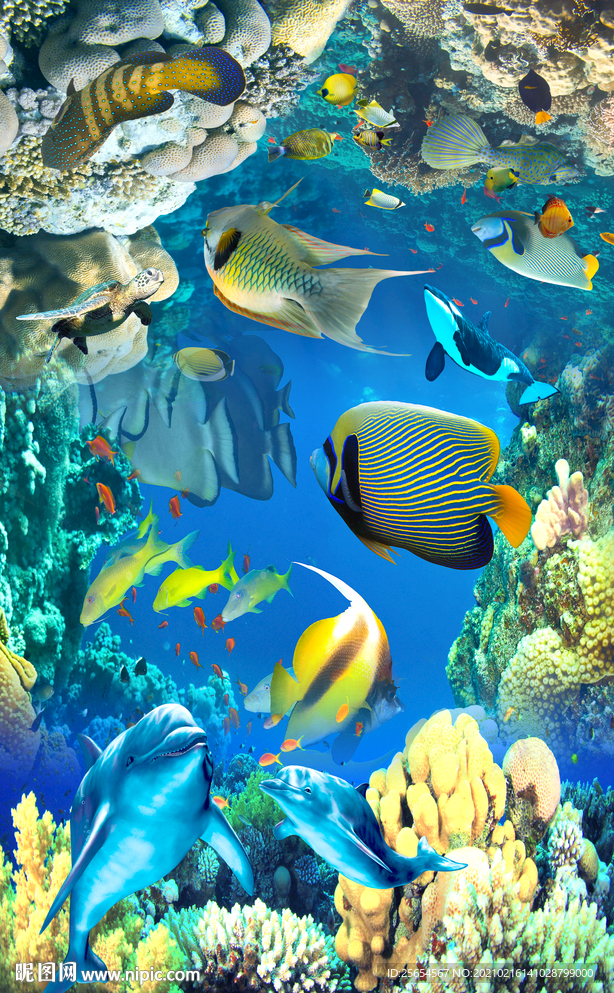 唯美海底世界地板地画