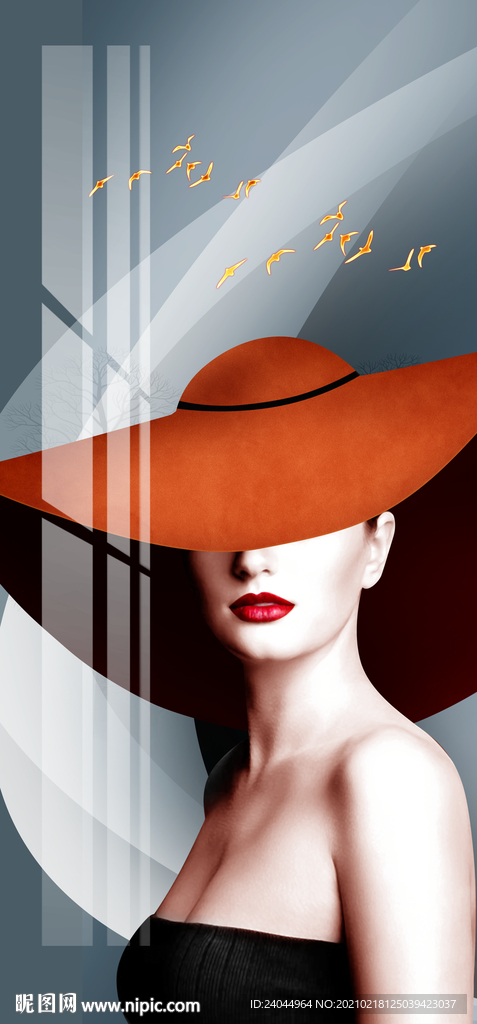 爱马仕美女装饰画