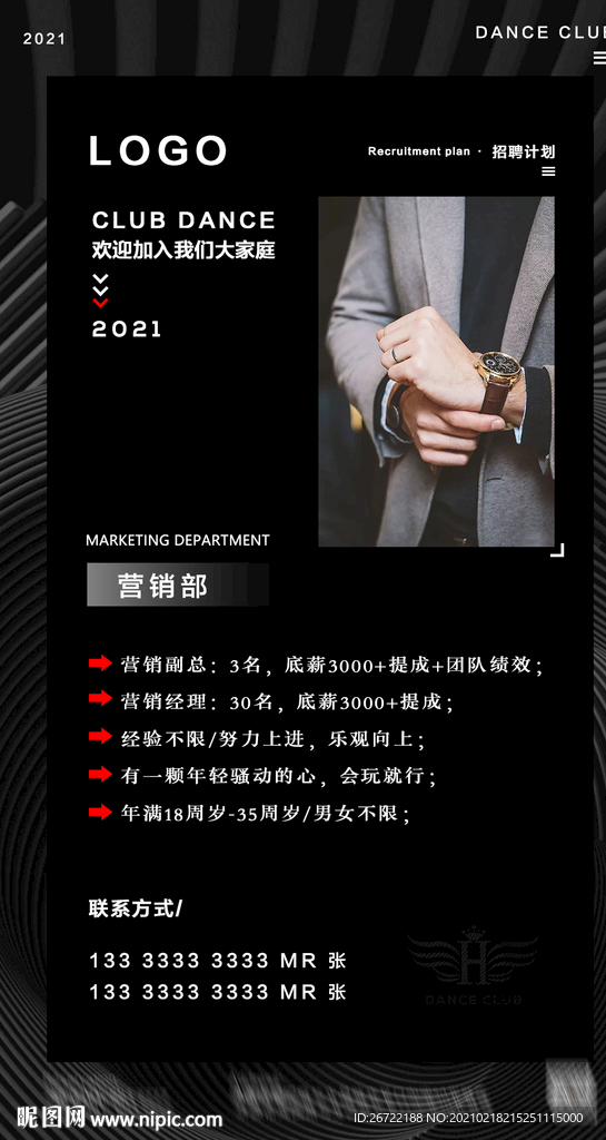 酒吧夜店营销招聘海报