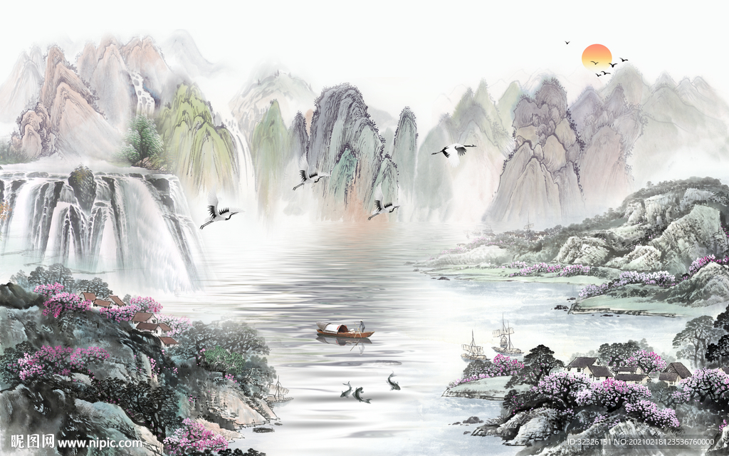 国画 新品山水新画 TIF分层