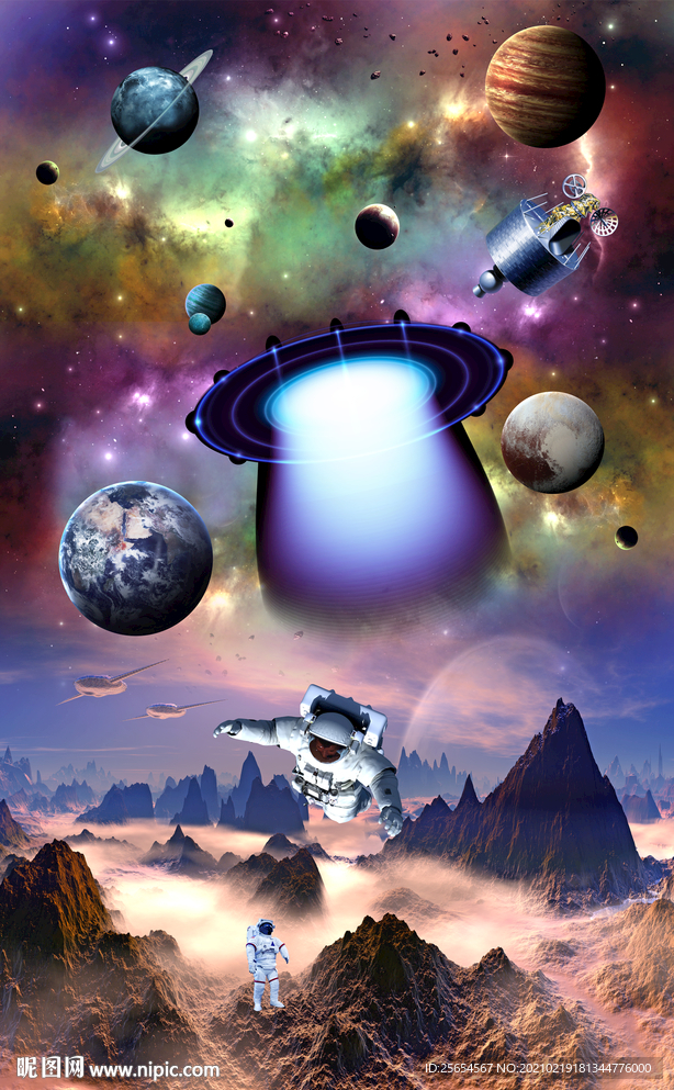 科幻宇宙星空3D地板地砖