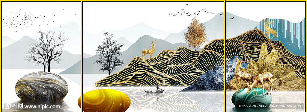 石来运转山水装饰画