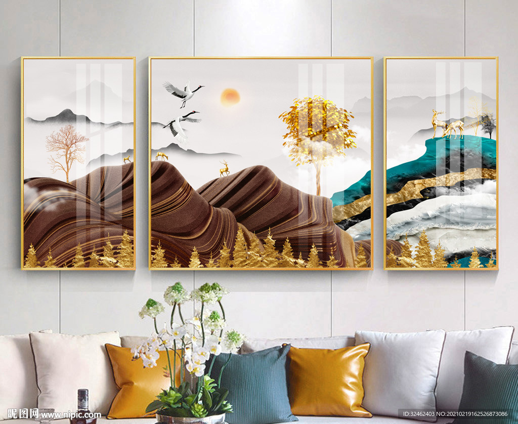 轻奢抽象山水装饰画