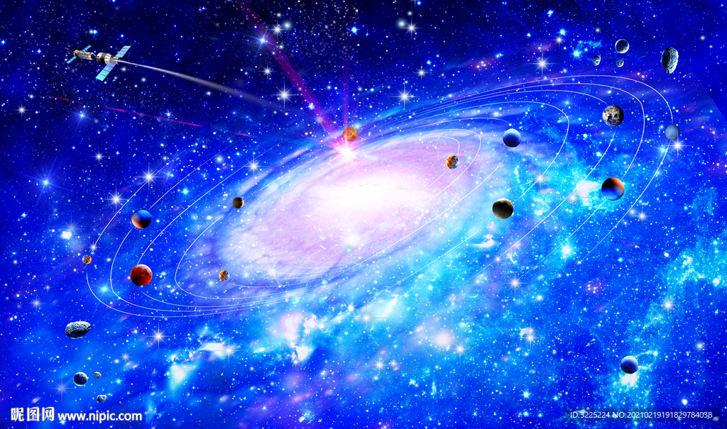 蓝色唯美浩瀚宇宙星空吊顶